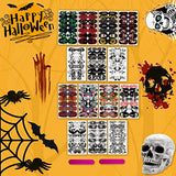 14 Sheets Halloween Nail Wraps Full Stickers Gothic Nail Polish Strips DIY Self-Adhesive Nail Art Decals Ghost Skull Demon Pattern with 2 Piece Nail Files for Party Decor (196 Pieces)