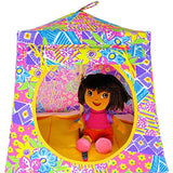 Toy Pop Up Play Dollhouse, 2 Sleeping Bags, Multicolored Print Fabric for Stuffed Animals, Dolls