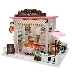 UTTHB Miniature Dollhouse Kit Wood DIY Cocoa's Whimsy Assemble Doll House with Sound Light Model Toy Exquisite DIY House Kits (Color : Colorful, Size : One Size)