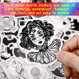 100 Pieces Gothic Stickers for Water Bottle, Black White Skull Stickers, Waterproof Vinyl Stickers Horror Thriller Stickers Bumper Skateboard Waterproof Vinyl Decals Cool Graffiti Stickers Pack