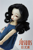 JD343 6-7inch 16-18CM Synthetic Mohair Hand Push Retro Lady Doll Wigs 1/6 YOSD Porcelain BJD Doll Hair (Black)