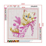 Stalente DIY 5D Diamond Painting Kits for Adults, Cute Kitten,13.7x13.7in Diamond Art Craft Paint with Full Round Drill for Home Wall Decor(Cat,35x35cm)