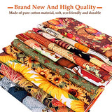 Souarts 10pcs Thanksgiving Fabric, 20x20inch/50x50cm Cotton Fabric Bundle, Squares Fabric Craft Sewing Quilting Patchwork Cloths, DIY Craft Pattern Square Fabric(Orange Thanksgiving，20inch/50cm)