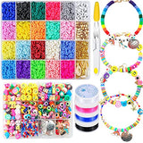 6000 Clay Beads Bracelet Making Kit,Flat Round 6mm Clay Beads for Jewelry Making with Pendant Charms Kit,Art Crafts Gift Sets for Girls Ages 3 4 5 6 7 8 9 10 11 12