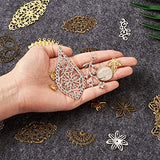 Beadthoven 50Pcs 25 Styles Tibetan Style Mixed Filigree Flower Link Antique Color Joiners Links Flat Round Charms Base Setting Connector for Jewelry Making Finding Supplies