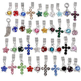 RUBYCA Mix Assortment Crystal Dangle Pendant Charm Beads Cross Flower Heart fit European Bracelet