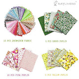 RayLineDo 20Pcs Different Pattern Pink and Green Series 100% Cotton Poplin Fabric Fat Quarter