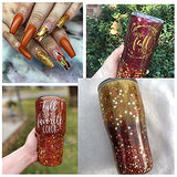 Fall Nail Art Holographic Glitter Maple Leaf Flake Decals 4 Pot,3D Mixed Red Yellow Orange Silver Maple Leaf Shaped Design Acrylic for Nail Supplies - Confetti Spangles for Women Manicure Decoration.
