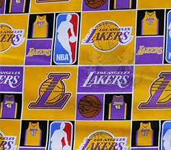 100% Cotton Fabric Quilt Prints - " 04 Los Angeles Lakers Jersey " s / 54" Wide / Sold by the