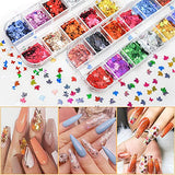 JOYJULY Professional 3D Nail Art Decoration Set with 10 Sheets Self-Adhesive Nail Art Stickers Holographic Nail Art Glitter Butterfly Maple Leaf Nail Sequins Nails Rhinestones Stuff for Nails Art