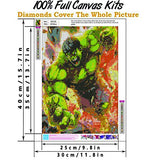 5D Diamond Painting Full Drill, 16"X12" Hulk DIY Diamond Painting by Number Kits,Drawing Gift for Adults Kids, 40x30cm Painting