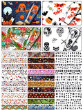 30 Rolls Halloween Nail Foil Transfer Stickers, Kalolary Nail Decals with Halloween Pumpkin Spider Vampires Devil Design Nail Art Accessories Halloween Nail Wraps for Girls Women DIY Nail Decoration