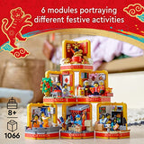 LEGO Lunar New Year Traditions 80108 Building Kit; Gift Toy for Kids Aged 8 and Up; Building Set Featuring 6 Festive Scenes and 12 Minifigures, Including The God of Wealth (1,066 Pieces)