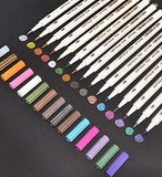 Feela 15 Colors Metallic Brush Marker Pens, Metallic Calligraphy Painting Pen for Card Making, Rock Painting, Glass, Metal, Wood,Script Lettering, DIY Photo Album
