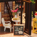 TORCH-CN DIY Dollhouse Wooden Miniature Furniture Kit Mini Cafe House with LED Best Birthday Gifts for Women and Girls (Cafe)
