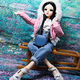 Proudoll 1/3 BJD Doll 60cm 24in SD Ball Jointed Dolls Fashion Girl Caroline Wig Jacket Jean T-Shirt Crossbady Bag High Heel