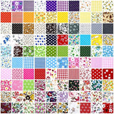 300 Pcs 4" x 4" (10 cm x 10 cm) Precut Cotton Craft Fabric Bundle Squares Floral Patterns Sewing Quarters Bundle Quilting Fabric DIY Material for Sewing Fabric Scraps Squares Sheets Patchwork for Kids