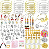 1000Pcs Bangle Bracelet Making Kit, Trifong Expandable Charm Bracelet Making Kit and Clay Beads Earring Craft for Adult Women, Teen Girls Jewelry DIY Birthday Gift Idea