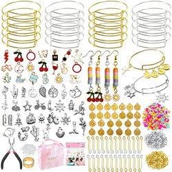 1000Pcs Bangle Bracelet Making Kit, Trifong Expandable Charm Bracelet Making Kit and Clay Beads Earring Craft for Adult Women, Teen Girls Jewelry DIY Birthday Gift Idea