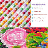 Fundaful Art 5D Diamond Painting Kit by Number for Adults Full Drill Round Rhinestone Gouache Flowers Jar Picture DIY Art Craft Embroidery Corss Stitch for Home Decor