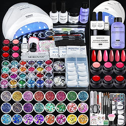 Morovan Gel Nail Polish Kit,With UV Light 48W LED Nail Lamp,Acrylic Powder Set,Nail Sequins,UV Gel Acrylic Extension Nails,Comes With a Full Set of manicure tools
