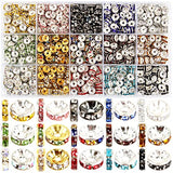 900Pcs 8mm 15colors Round Spacer Beads, Crystal Beads, Rhinestone Beads,Beads for Jewelry Making Necklaces, Bracelet Pendants