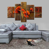 Wieco Art Extra Large Composition Of Three Poppies 100% Hand-painted Oil Paintings on Canvas Stretched Wall Art Floral Modern Artwork for Home Decorations
