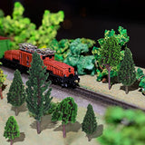 Bememo 22 Pieces Model Trees 1.18 - 6.29 inch Mixed Model Tree Train Trees Railroad Scenery Diorama Tree Architecture Trees for DIY Scenery Landscape, Natural Green