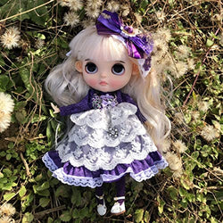 RAVPump BJD Doll Clothes, 4Pcs Purple Lace Dress Clothes Set for 1/6 BJD Doll (No Doll)