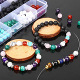 400 Pcs Chakra Beads 8 mm Lava Stone Beads, YBLNTEK Volcanic Gemstone Beads Spacer Beads with 1 Beading Scissors and 2 Roll Elastic Stretch String for Essential Oil Bracelet Jewelry Making