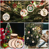 Max Fun 30PCS 2.8-3.54 inch Wood Slices DIY Wooden Christmas Ornaments Unfinished Predrilled Wood Circles for Crafts Centerpieces Holiday Hanging Decorations