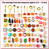 100 Pieces Miniature Food Drinks Toys Mixed Pretend Foods for Dollhouse Kitchen Play Resin Mini Food for Adults Teenagers Doll House (Kebab, Ice Cream, Cake, Bread)