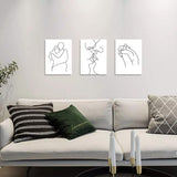 Gronda Black and White Poster Lovers Unframed Couple Kiss Hugs Line Drawings Wall Art Prints for Bedroom 8x10 Inch,3 Panels.
