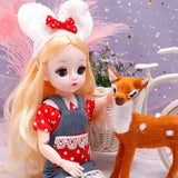 BJD Jointed Doll 30CM for Girl Full Set 23 Moveable Body Doll with Clothes Wig Shoes Style Dress Up DIY Dolls 1/6 Toys (Color: J10, Size: Doll and Clothes)