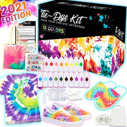 Zoncolor Tie Dye Kit Craft Set - DIY Kits Fabric Tye Dye Textile Rainbow Paint Decorating Art Set Toys for 10 Year Old Girls Gift Home Clothes and Rubber Bands Ages 5,6,7,8,9,10+ Year Old Or Above