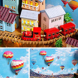 DIY Dollhouse Kit LED Lights Mini Book House World Dolls House with Dust Proof Furniture Puzzle Toy Model Hand Craft Creative Christmas Birthday Gift for Children Boy Girl hot air Balloon