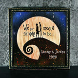 Nightmare Before Christmas Personalized Wedding Gift. Hand Engraved and Painted. Anniversary Valentine's Jack and Sally Wall Art on Real Brass or Copper. Metal Sign. Handmade with Love