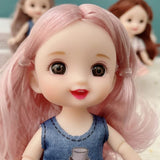 New 6.3 Inch Doll 13 Joint Cute Doll 3D Brown Eye Dress Up Fashion Baby with Clothes Shoes Children's Toy Girl Gift