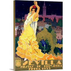1933 Sevilla Fiesta Vintage Advertising Poster Canvas Wall Art Print, 18"x24"x1.25"