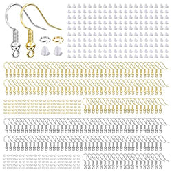 Hypoallergenic Earring Hooks, 600 Pcs Earring Making Supplies Kit with Earring Hooks, Jump Rings and Earring Backs for Jewelry Making (Silver and Gold)