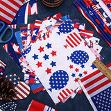 100 Pcs 8 x 8 Inches Patriotic Fat Quarters Stars Stripes Fabric Bundle Squares Independence Day American Flag Printed Sewing Patchwork Fabric 4th of July Fabric for DIY Crafts