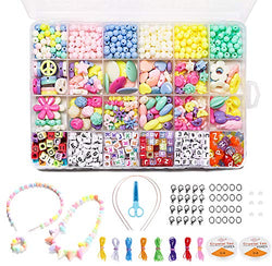 Farielyn-X Beads with Alphabet Letters for Bracelets, Jewelry Making, Crafts, Hair Beads, Necklaces | for Kids/Adults | Includes String, Scissors, 20 Lobster Clasps, 100 Iron Rings and Other Accesso
