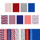 9 PCS American Flag Faux Leather Sheets Printed Glitter for Making Earrings Bows DIY July 4th Independance Day Crafts, 11.8 x 8 Inch