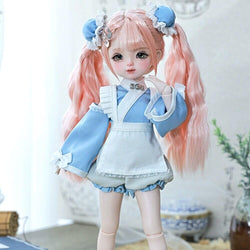 Topmao BJD Dolls Full Set 1/6 Dolls 8inch Ball Jointed Doll Lovely Girl with Unpainted Body Eyes Face Make Up Head Wig Clothes Shoes, Best Birthday Gift with Girls Kids Children