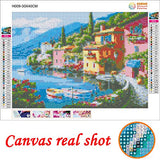 Beach Villa Landscape Diamond Painting Kits,Seaside View Paint with Diamond by Number Kits 5D Full Drill Rhinestone Embroidery Cross Stitch Wall Décor Scenery Dusk 12X16 inch