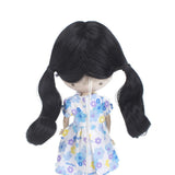MUZI WIG Doll Hair Wigs for Blythe Dolls with 9~10 inch Head, Black Hair Heat Resistant Synthetic Doll Wig