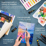 Arteza Tabletop Easel Art Set, Acrylic Painting Set Includes Desktop Easel, Acrylic Paint, Acrylic Brushes, Palette Paper, Canvas Pads & Panels, Art Supplies for Beginners and Professional Artists
