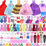 48-Pack Handmade Doll Clothes Sets - 3 Wedding Dresses, 4 Fashion Dresses, 10 Slip Dresses, 3 Tops 3 Pants, 2 Bikini Swimsuits, 10 Shoes, 16 Accessories for 11.5 Inch Doll