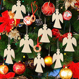 Tatuo 30 Pieces Wooden Angel Shape Cutouts Crafts Blank Wood Hanging Ornaments with 3 Rolls