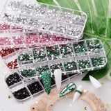 Umillars 7200 Pieces Flatback Nail Art Crystal Rhinestones Mix 10 Colors and 4 Sizes with Pick Up Tweezer and Brush for Crafts Clothes Shoes Face Makeup (style-6)